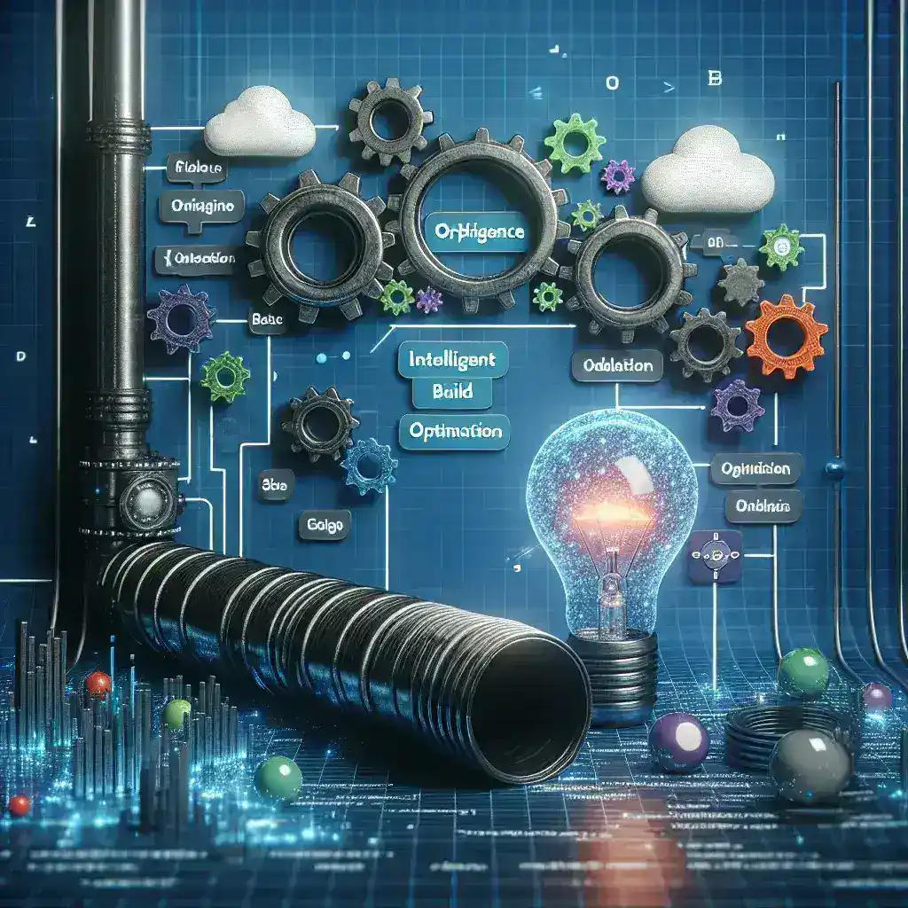 Alt text: "A visual representation of intelligent build pipeline optimizers in action, showcasing streamlined software development processes and enhanced efficiency with advanced automation tools."